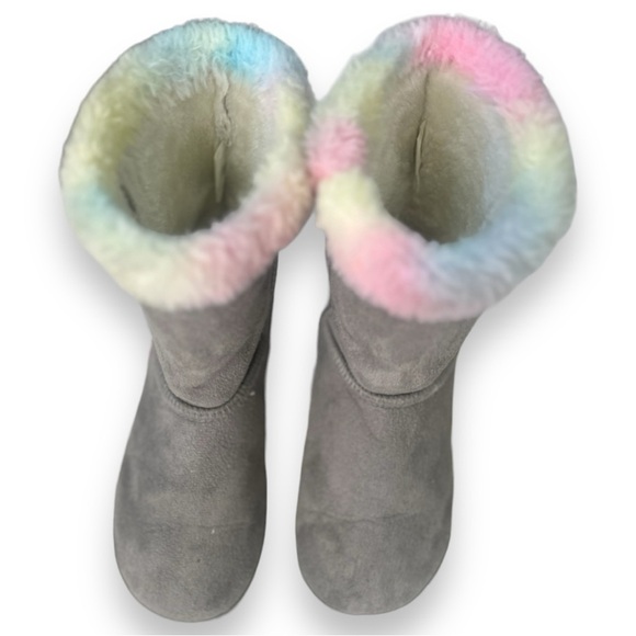 Fabkids Girls Rainbow Fur Lined Boot in Grey - 13 - Picture 2 of 10